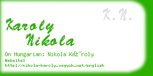 karoly nikola business card